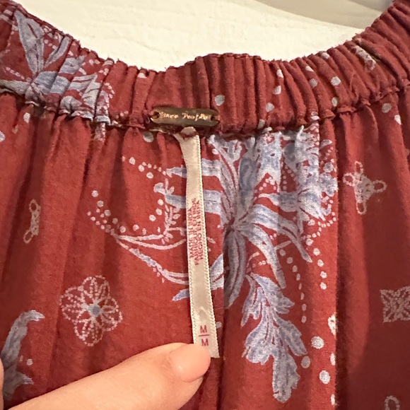 Free People Women's Golden Hour Maxi Dress Wine Combo Maroon Medium Boho Cotton - Picture 6 of 15